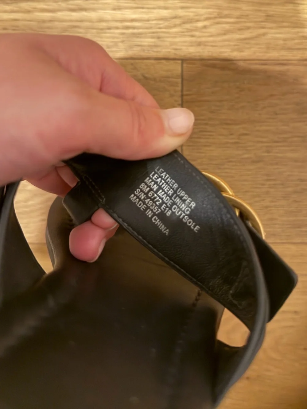 Tory Burch Black Slide Sandals with Gold Buckle Detail